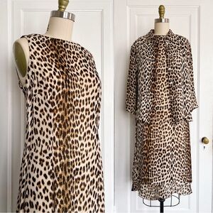 Johnny Was • vintage 90s leopard print silk dress set sleeveless shift blouse